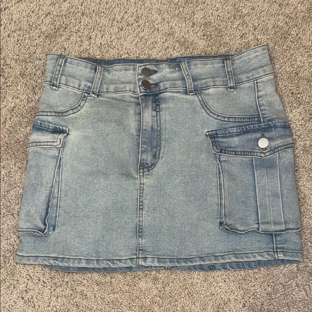 Denim Mini Skirt with Pockets